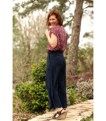 ÉGLANTINE ET ZOÉ : Jacquard de Viscose STRELI Bleu Marine