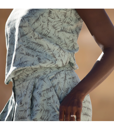 SEE YOU AT SIX : Lin Viscose Leaf Shelter - Vert Surf