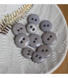 LISE TAILOR Bouton glitter deux trous 12mm GRIS