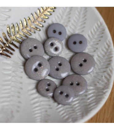 LISE TAILOR Bouton glitter deux trous 12mm GRIS