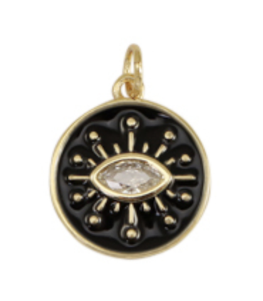 Pendentif oeil porte-bonheur DORÉ NOIR