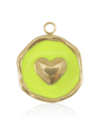 Pendentif en acier inoxydable coeur DORÉ JAUNE NÉON