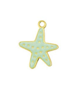 Pendentif en acier inoxydable Étoile de mer DORÉ VERT MENTHE