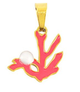 Pendentif en acier inox Corail DORÉ ROSE-ROUGE