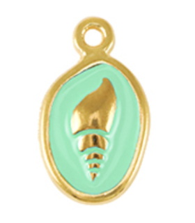 Pendentif coquillage DORÉ BLEU LAGON