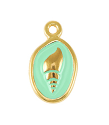 Pendentif coquillage DORÉ BLEU LAGON
