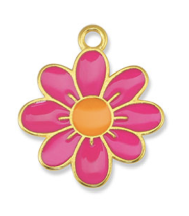 Pendentif fleur DORÉ ROSE ORANGE