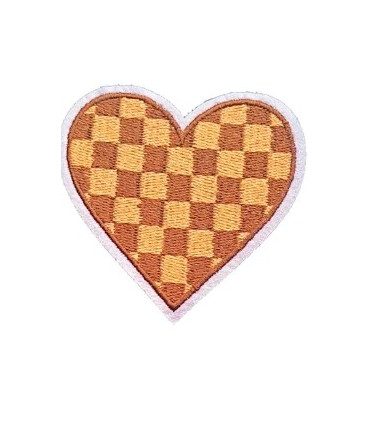Thermocollant - Coeur Damier - CHOCOLAT