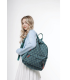 POPPY : Coton Enduit BLEU motifs fleurs de lotus