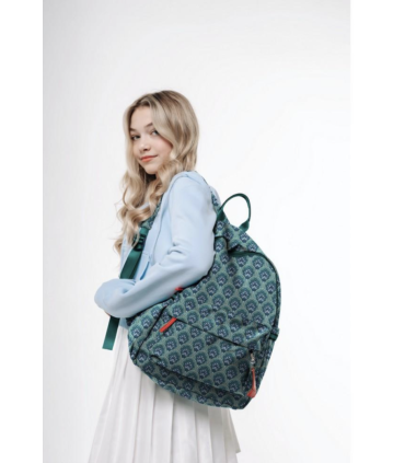 POPPY : Coton Enduit BLEU motifs fleurs de lotus