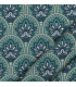 POPPY : Coton Enduit BLEU motifs fleurs de lotus