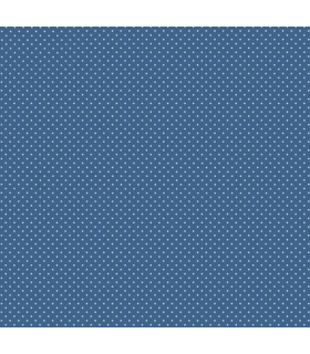 Coton Enduit BLEU à pois BLANC