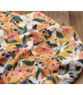 Viscose stretch fleuri ORANGE