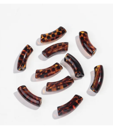 Perles acryliques Gros Tube - LÉOPARD