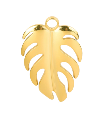 Pendentif en acier inoxydable Feuille de monstera DORÉ