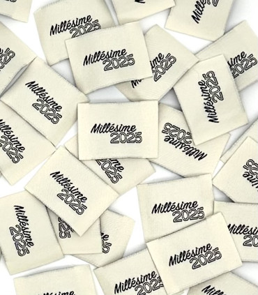 Étiquette tissée à coudre : Millésime 2025