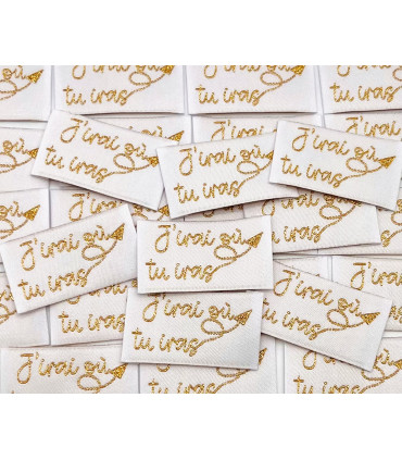 Étiquette tissée à coudre lurex: j'irai où tu iras