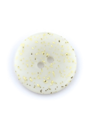 Bouton avec vernis pailleté BLANC & OR - 15mm