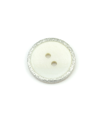 Bouton nacré liseré ARGENTÉ - 18mm