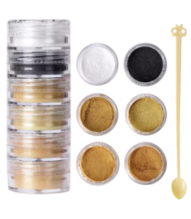 Lot de paillettes fines - dégradé doré noir et argenté