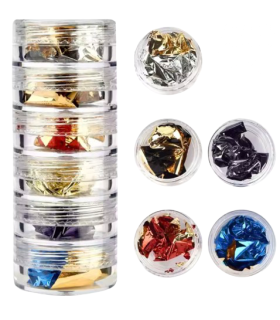 Lot de feuilles d'or - dégradé violet, bleu, rouge, argenté et doré