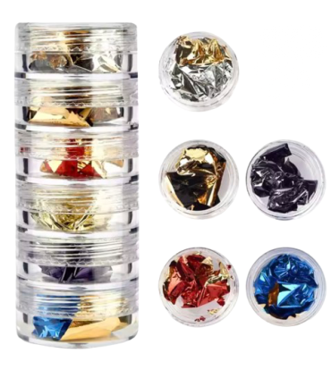 Lot de feuilles d'or - dégradé violet, bleu, rouge, argenté et doré