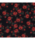 Viscose imprimée fleurs ROUGE sur fond NOIR