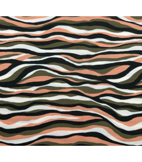 Viscose rayures - KAKI SAUMON