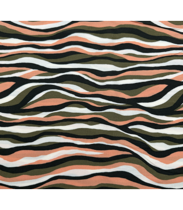 Viscose rayures - KAKI SAUMON