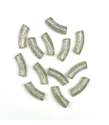 Perles acryliques Gros Tube - GLITTER ARGENTÉ