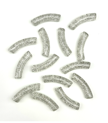 Perles acryliques Tube - GLITTER ARGENTÉ