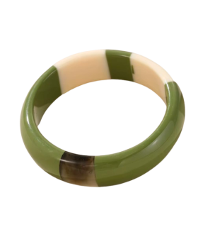 Jonc en résine tricolore - KAKI, ECRU et GRIS