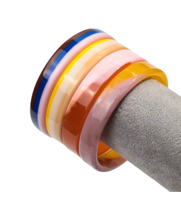 Jonc en résine rayé - JAUNE , BEIGE CREME