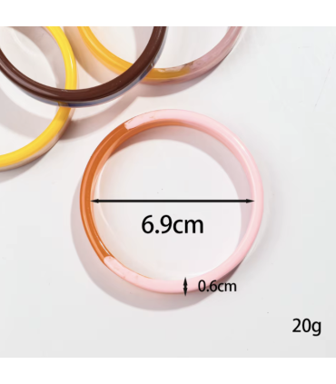 Jonc en résine fin rayé - JAUNE , BEIGE CREME