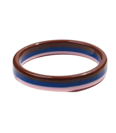 Jonc en résine rayé - ROSE , BLEU , COCOLAT