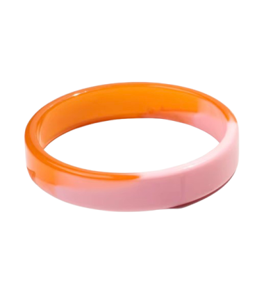 jonc en résine fin bicolore - ROSE et AMBRE