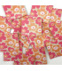 Etiquette Tissée à coudre : Fleurs - ROSE et ORANGE