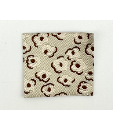 Etiquette Tissée à coudre : Fleurs - BEIGE et MARRON