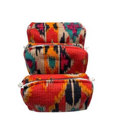 Set de 3 trousses indiennes - Ethnique - ROUGE