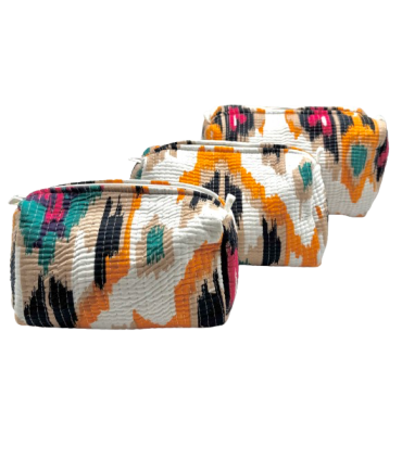 Set de 3 trousses indiennes - Ethnique - BLANC