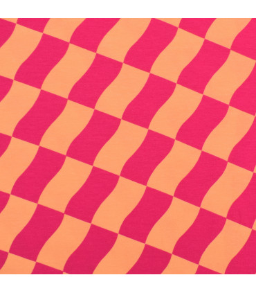 POPPY : French Terry Gratté - CHECK - PECHE et ROSE