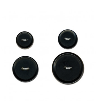 Bouton rond rebord 2 trous - 23mm - NOIR