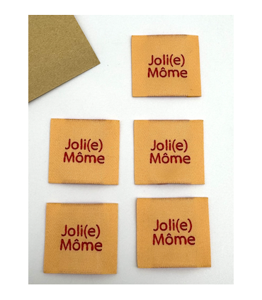 Etiquette Tissée à coudre : Joli(e) Môme - Pêche
