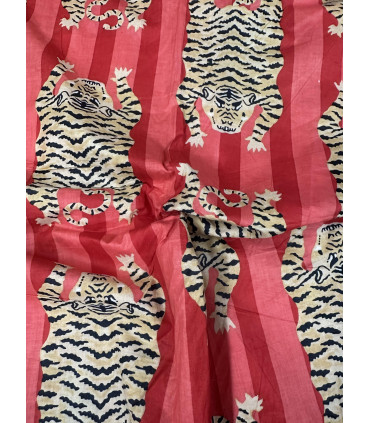 Coton indien Imprimé Tigre - CLYDE - ROUGE
