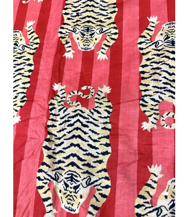 Coton indien Imprimé Tigre - CLYDE - ROUGE x2m