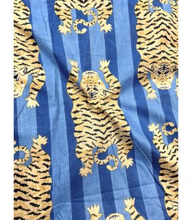 Coton indien Imprimé Tigre - CLYDE - BLEU