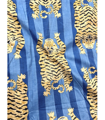 Coton indien Imprimé Tigre - CLYDE - BLEU