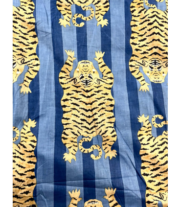 Coton indien Imprimé Tigre - CLYDE - BLEU