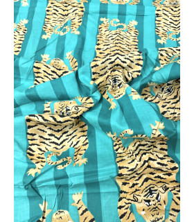 Coton indien Imprimé Tigre - CLYDE - MENTHE