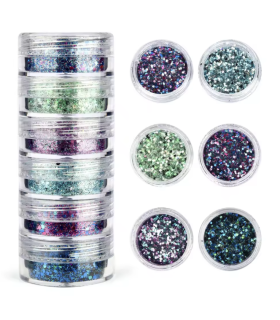 Lot de grosses paillettes - dégradé vert, bleu et violet